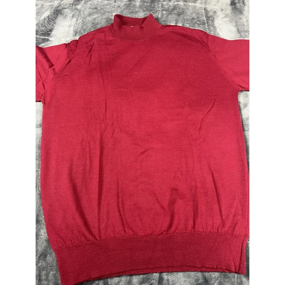 Vintage‎ 100% Wool Mock Neck Dress Sweater, Men's Size L, Red Old Money preppy